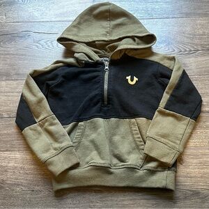 True Religion 3t 1/4 Zip Hoodie - Black and Green